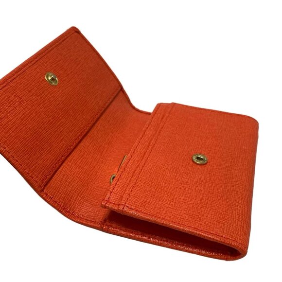 Auth FURLA - Orange Leather Coin Case - Picture 5 of 6